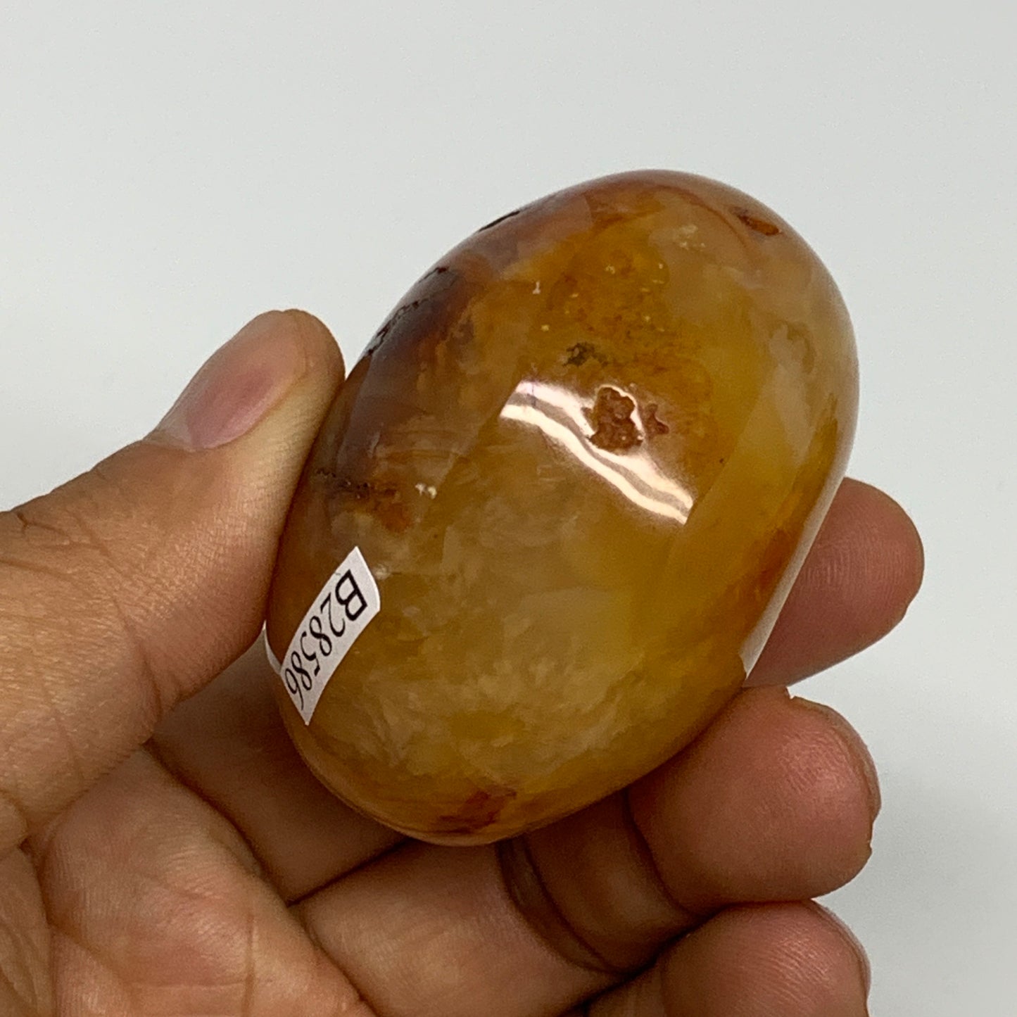 112.2g,2.1"x1.6"x1.4", Red Carnelian Palm-Stone Gem Crystal Polished, B28586