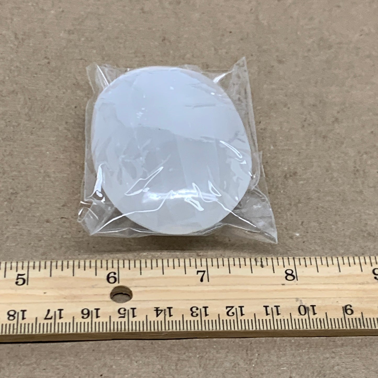 94g, 2.7"x1.9"x0.9", White Selenite Palmstone Crystal Pillow Reiki, B36358