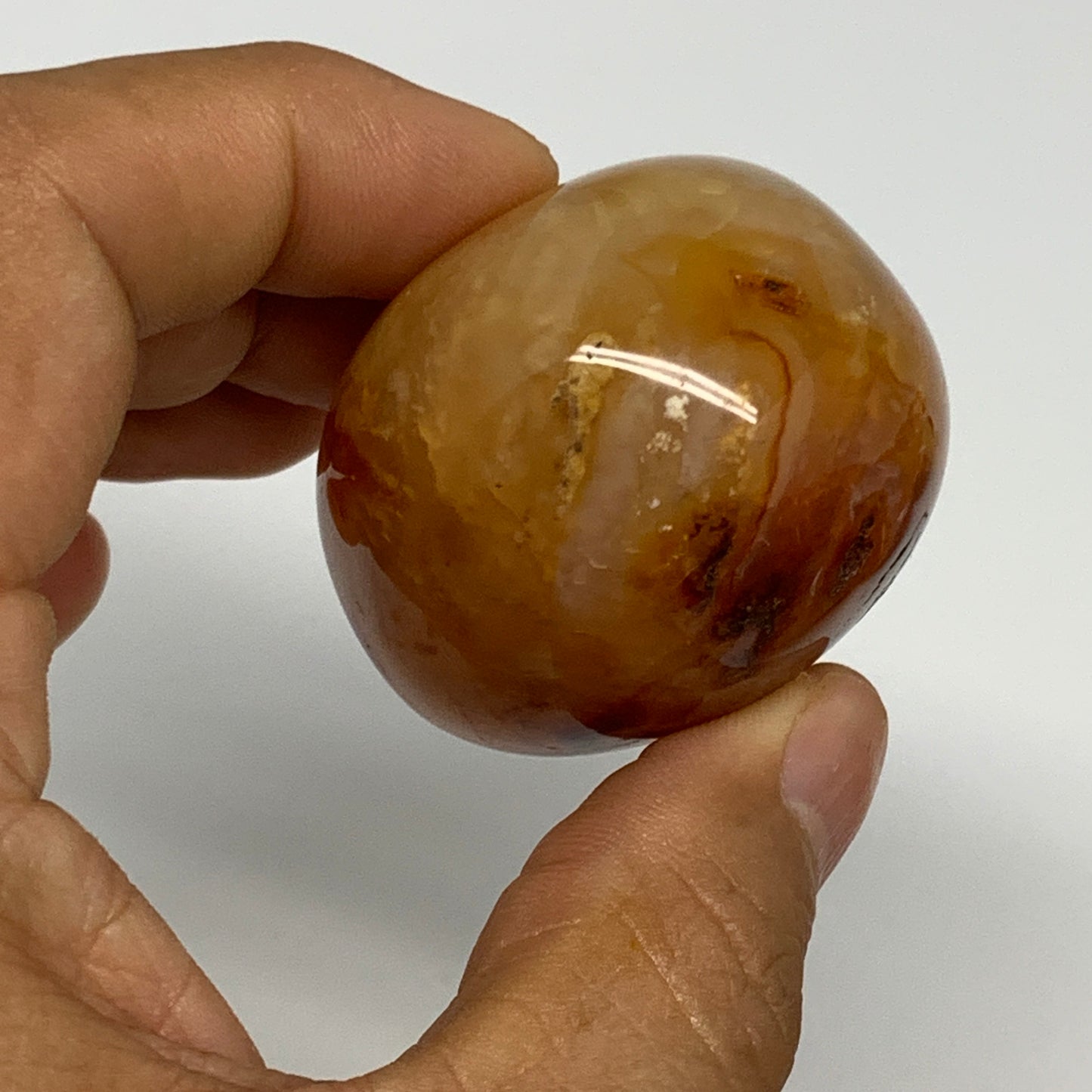 112.2g,2.1"x1.6"x1.4", Red Carnelian Palm-Stone Gem Crystal Polished, B28586