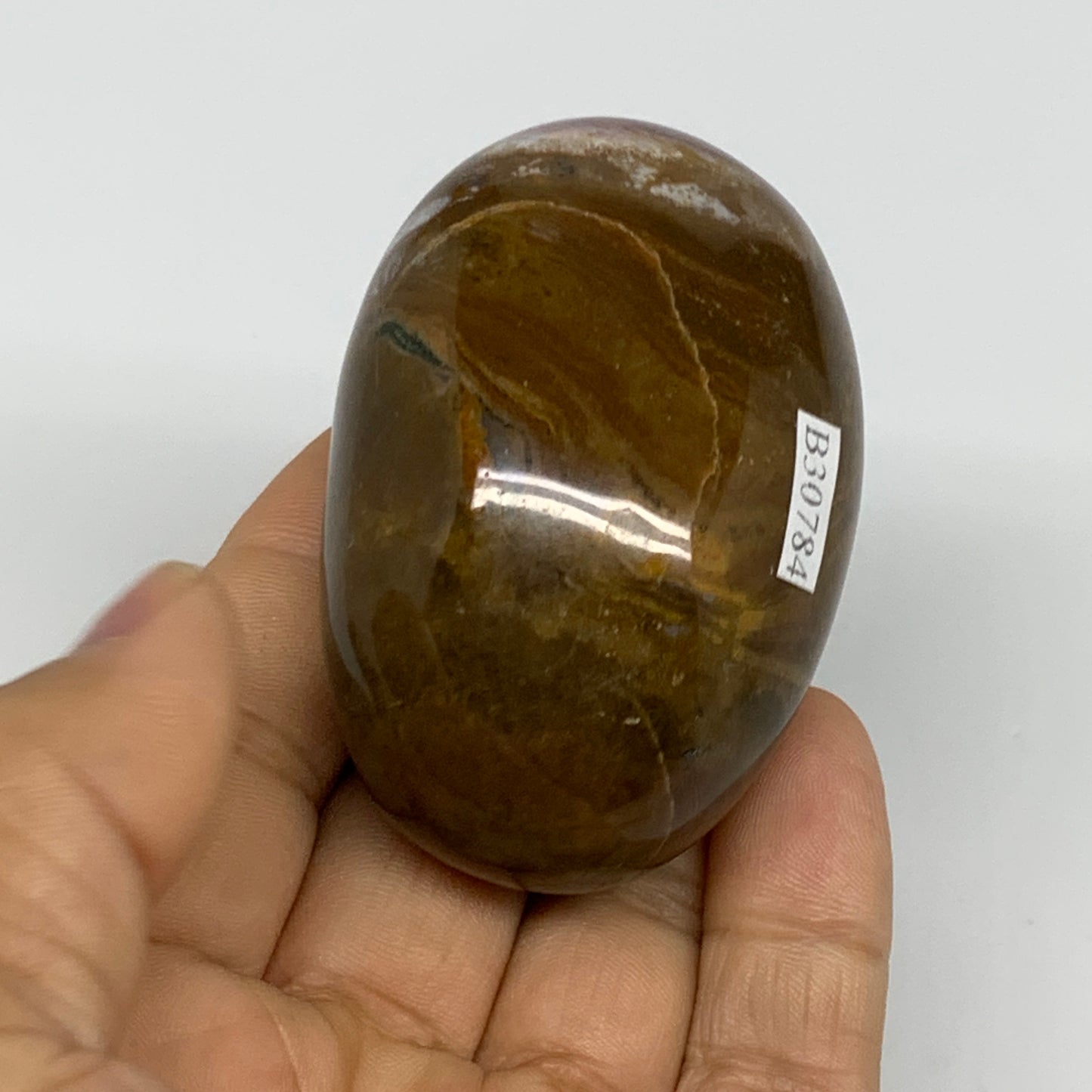 130.7g, 2.5"x1.6"x1.4" Natural Ocean Jasper Palm-Stone Orbicular Jasper, B30784