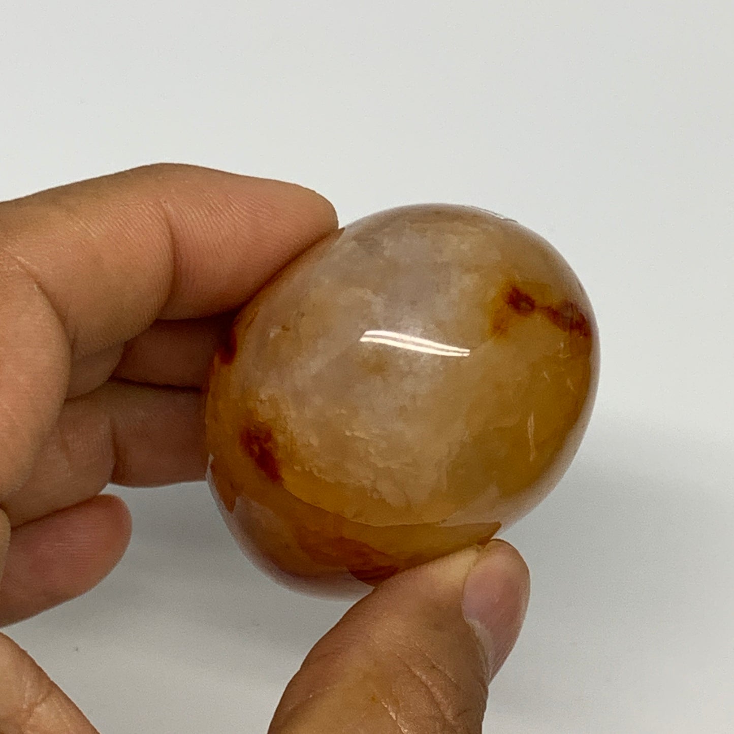 112.2g,2.1"x1.6"x1.4", Red Carnelian Palm-Stone Gem Crystal Polished, B28586