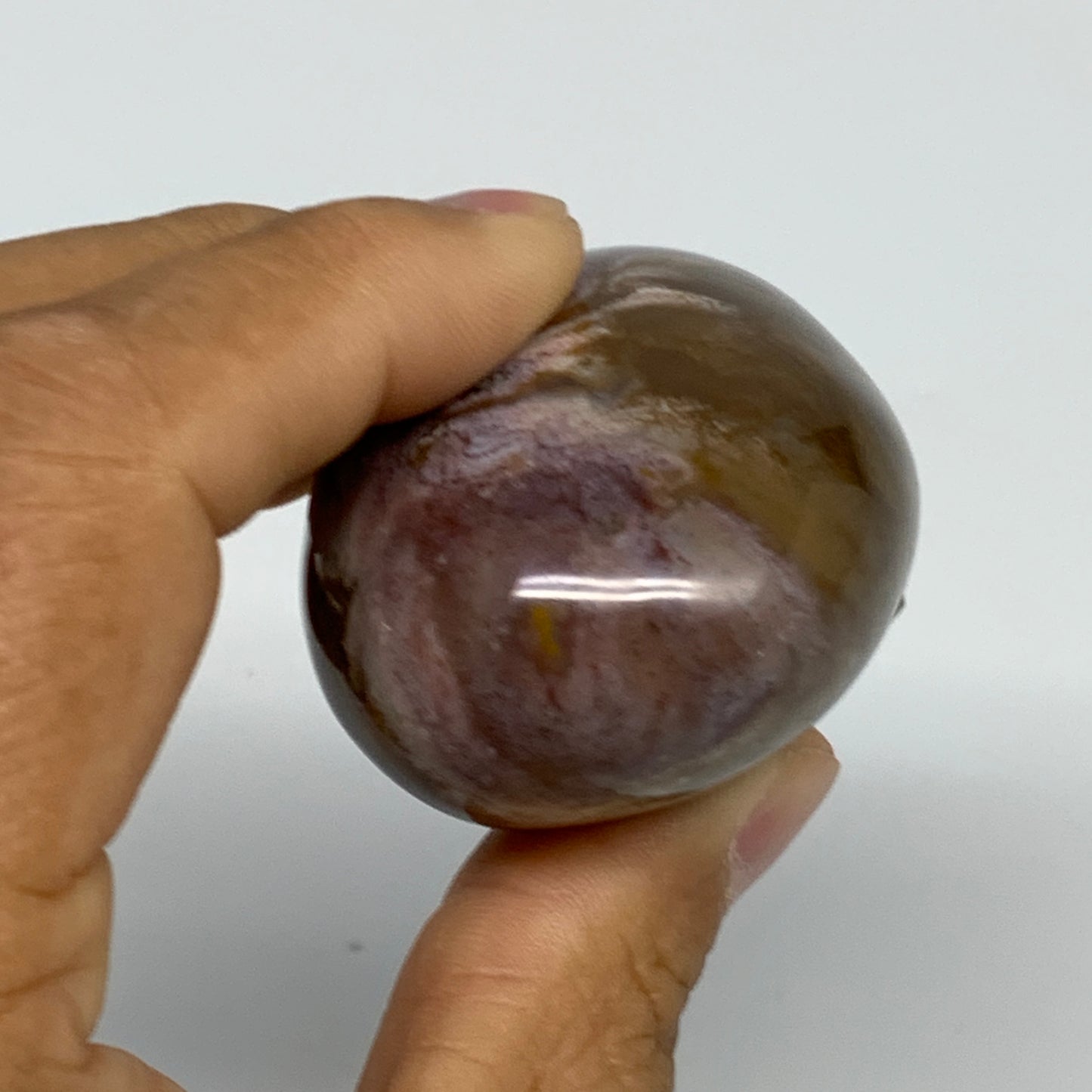 130.7g, 2.5"x1.6"x1.4" Natural Ocean Jasper Palm-Stone Orbicular Jasper, B30784