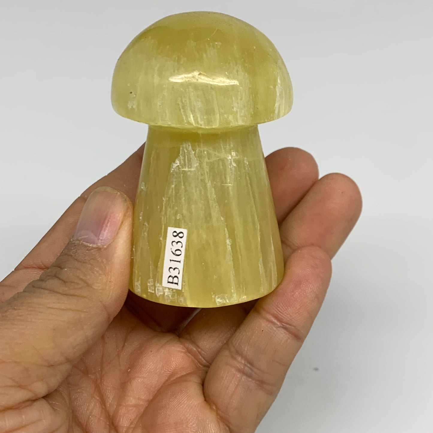 171g, 2.5"x1.5" Natural Lemon Calcite Mushroom Gemstone @Pakistan, B31638