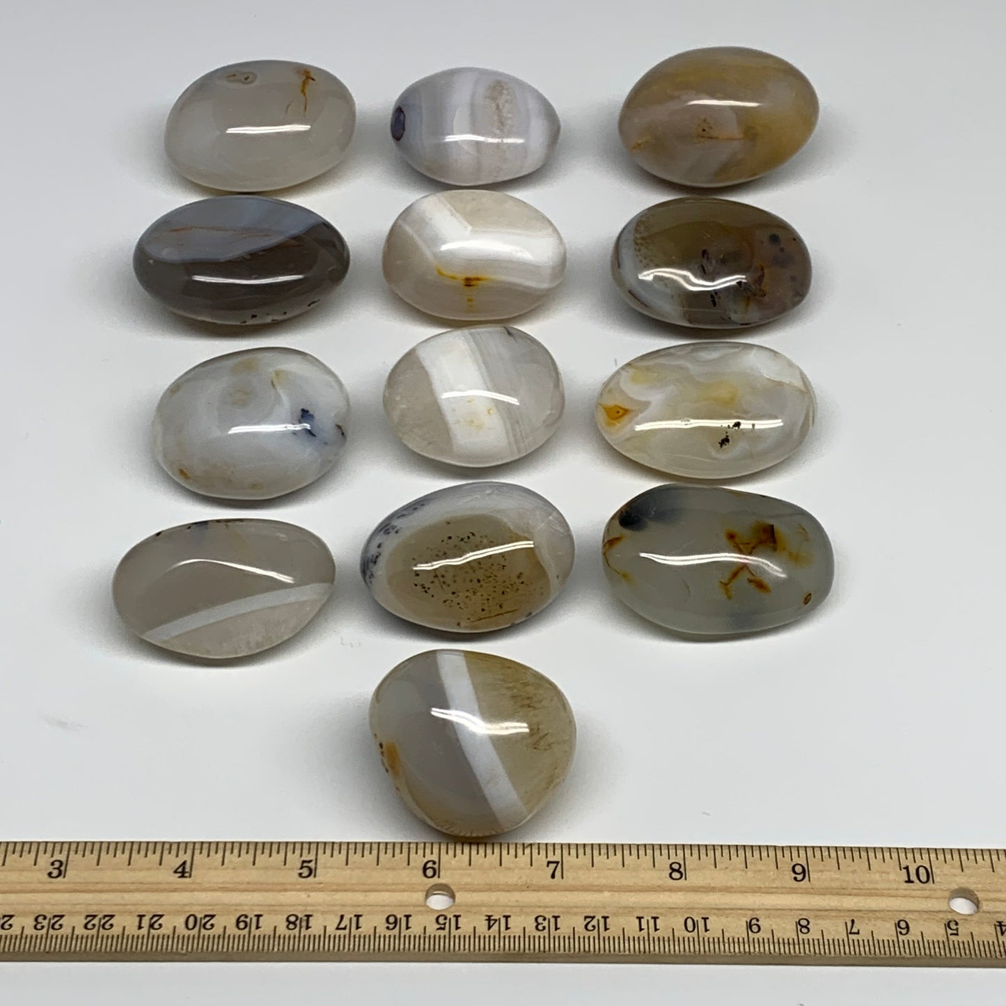 2.2 lbs, 13 pcs, 1.7"-2.2", Natural Orca Agate Palm-Stone Polished, B27831