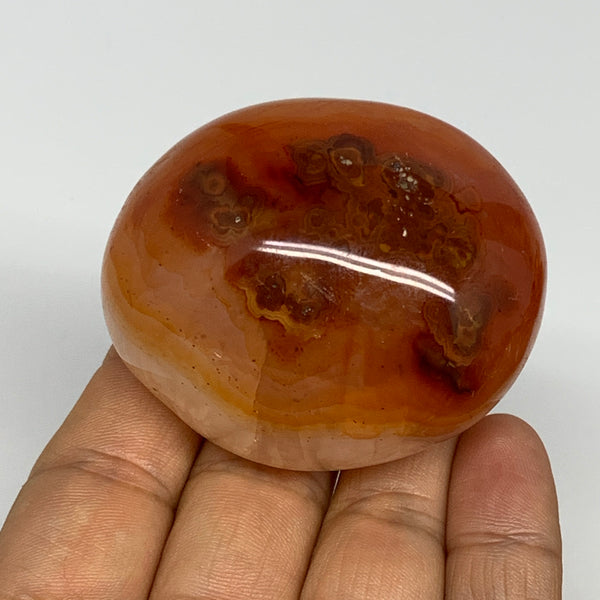 131.9g,2.2"x1.9"x1.3", Red Carnelian Palm-Stone Gem Crystal Polished, B28587