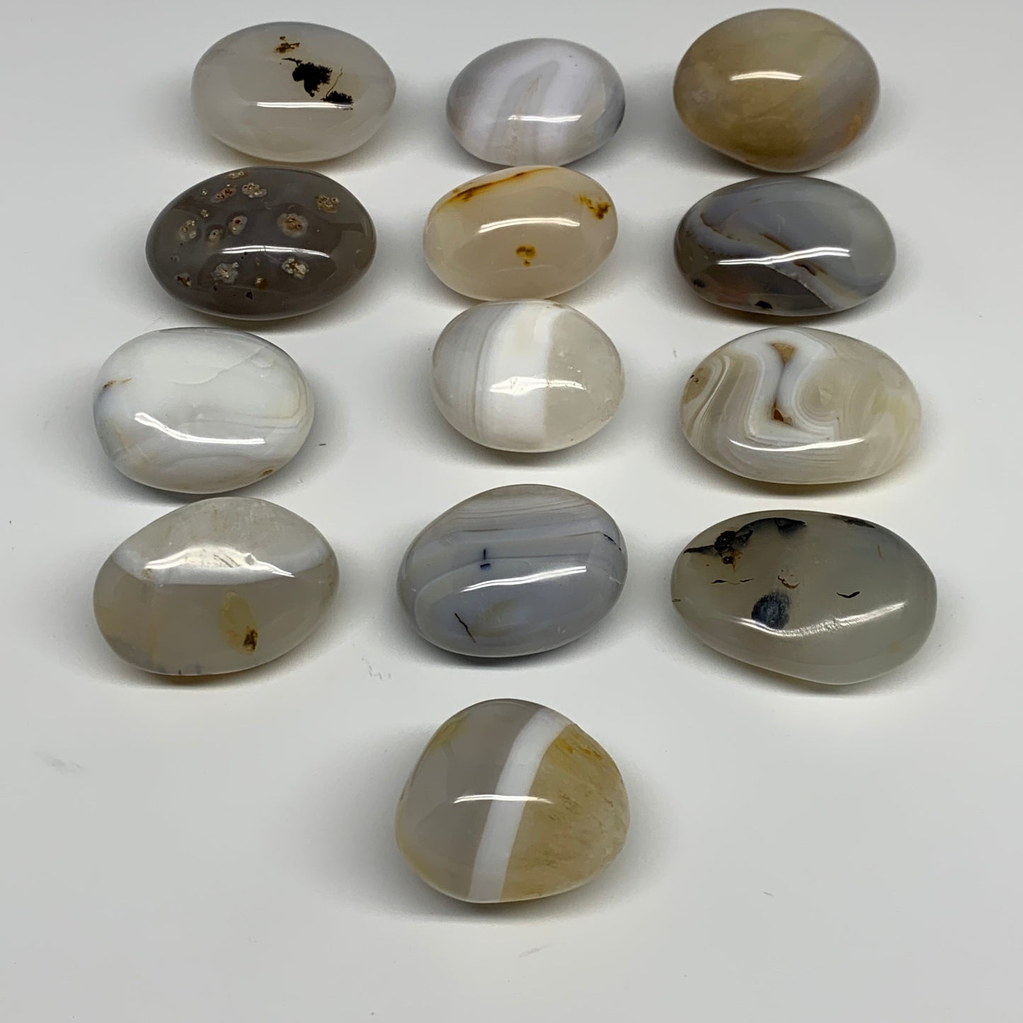 2.2 lbs, 13 pcs, 1.7"-2.2", Natural Orca Agate Palm-Stone Polished, B27831