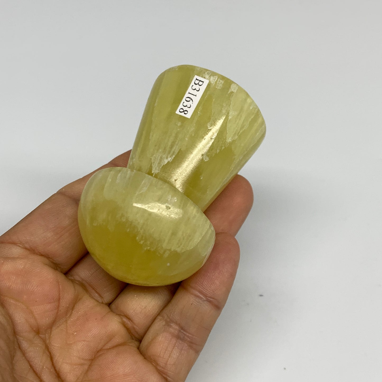 171g, 2.5"x1.5" Natural Lemon Calcite Mushroom Gemstone @Pakistan, B31638