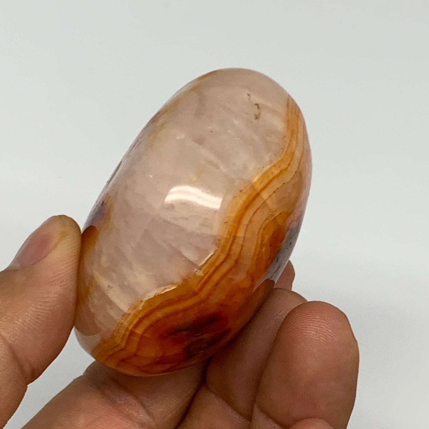 131.9g,2.2"x1.9"x1.3", Red Carnelian Palm-Stone Gem Crystal Polished, B28587