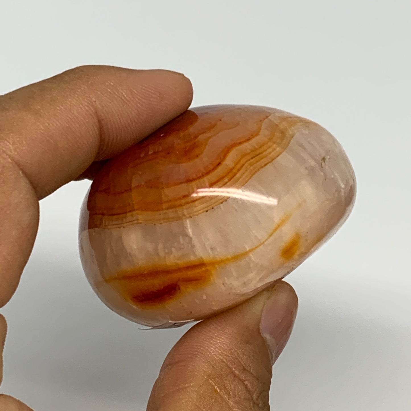 131.9g,2.2"x1.9"x1.3", Red Carnelian Palm-Stone Gem Crystal Polished, B28587