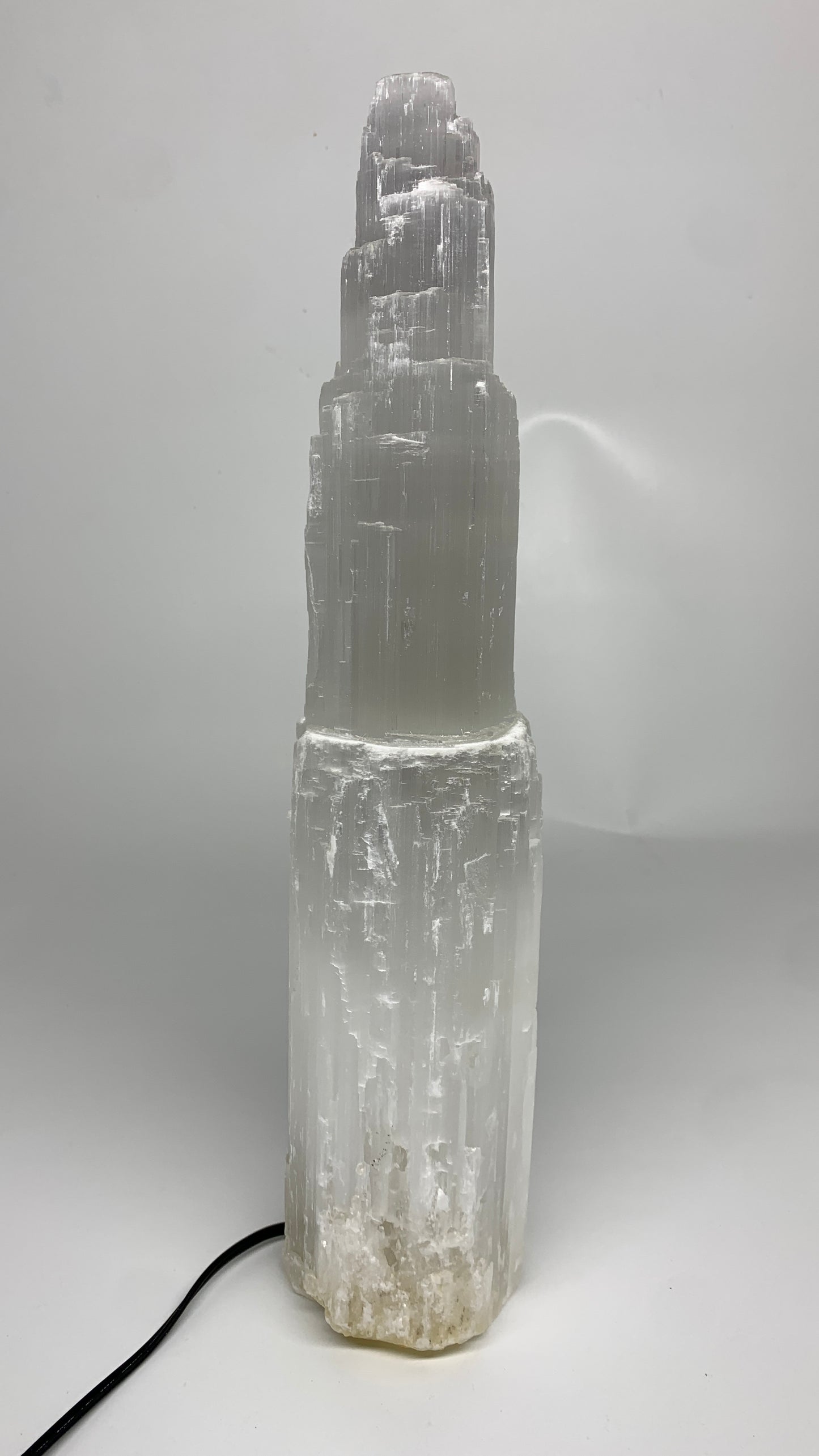 15.8"x5.2"x3.3" Rough Selenite (Satin Spar) Lamp Tower W/Chord, B35749