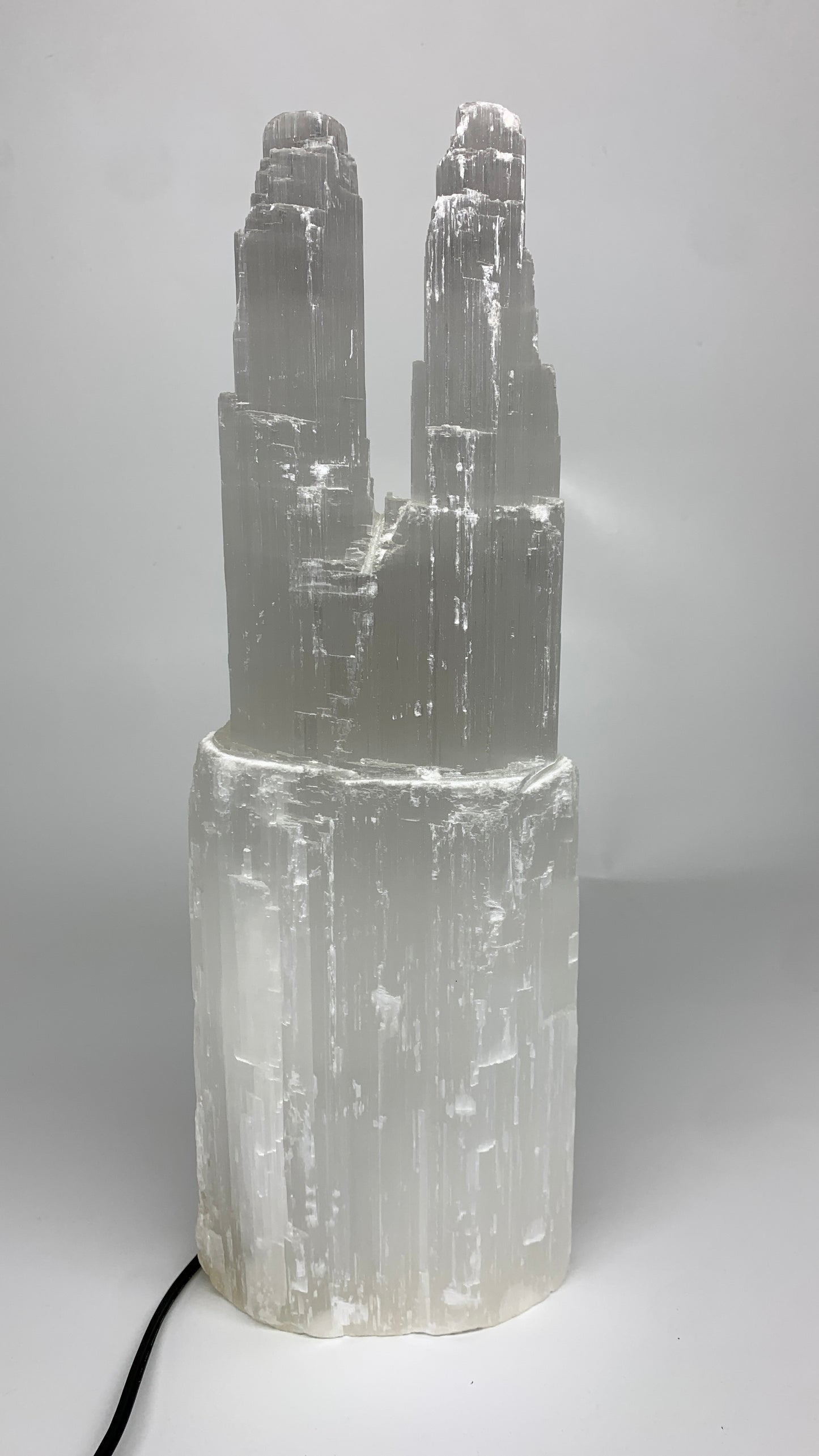 15.8"x5.2"x3.3" Rough Selenite (Satin Spar) Lamp Tower W/Chord, B35749