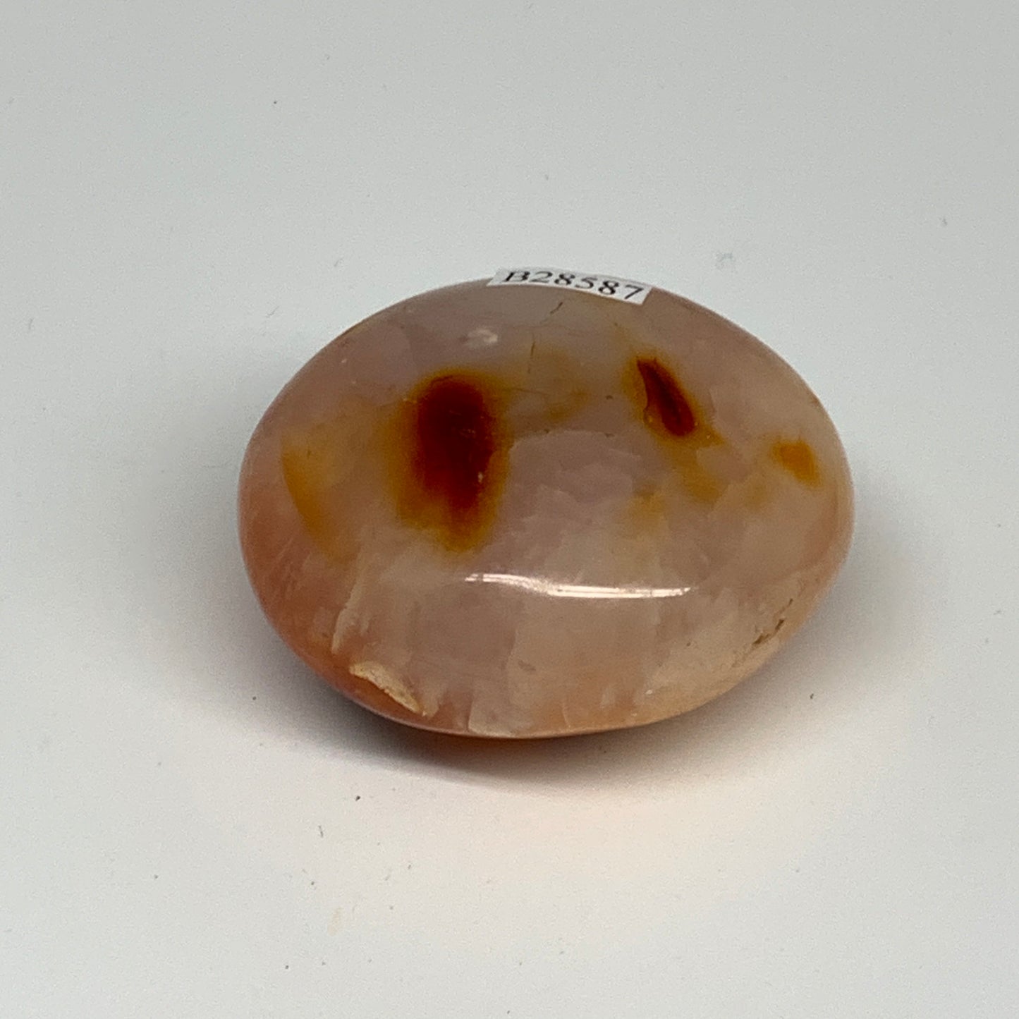 131.9g,2.2"x1.9"x1.3", Red Carnelian Palm-Stone Gem Crystal Polished, B28587
