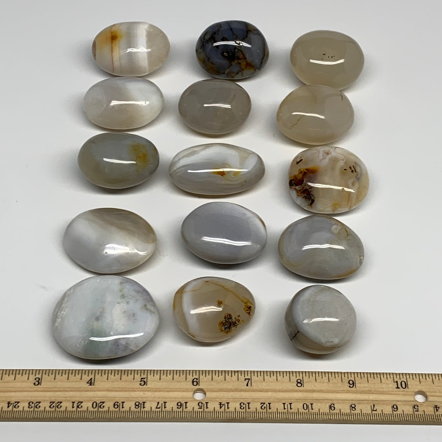 2.2 lbs, 15 pcs, 1.4"-2.2", Natural Orca Agate Palm-Stone Polished, B27832