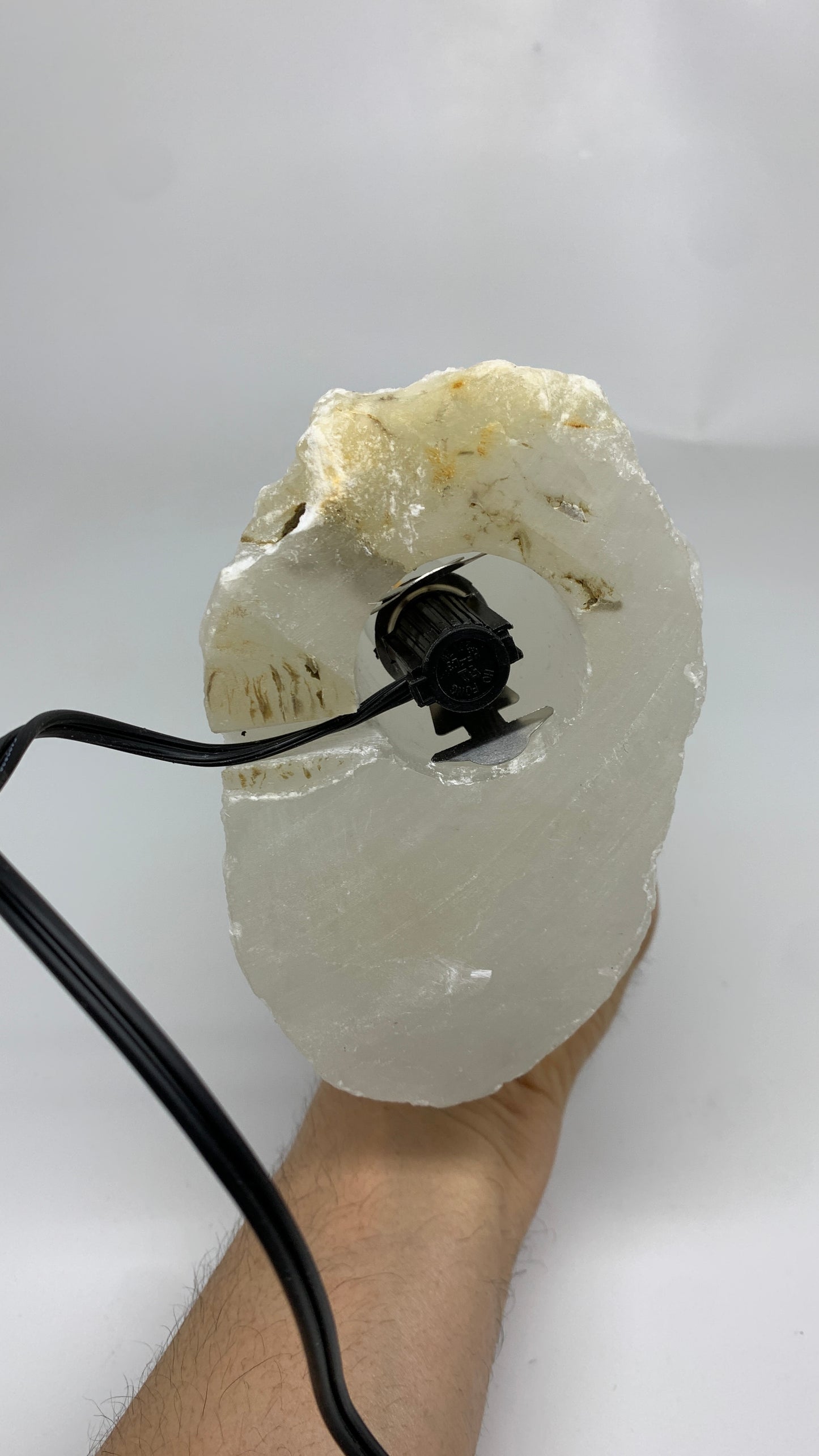 15.8"x5.2"x3.3" Rough Selenite (Satin Spar) Lamp Tower W/Chord, B35749