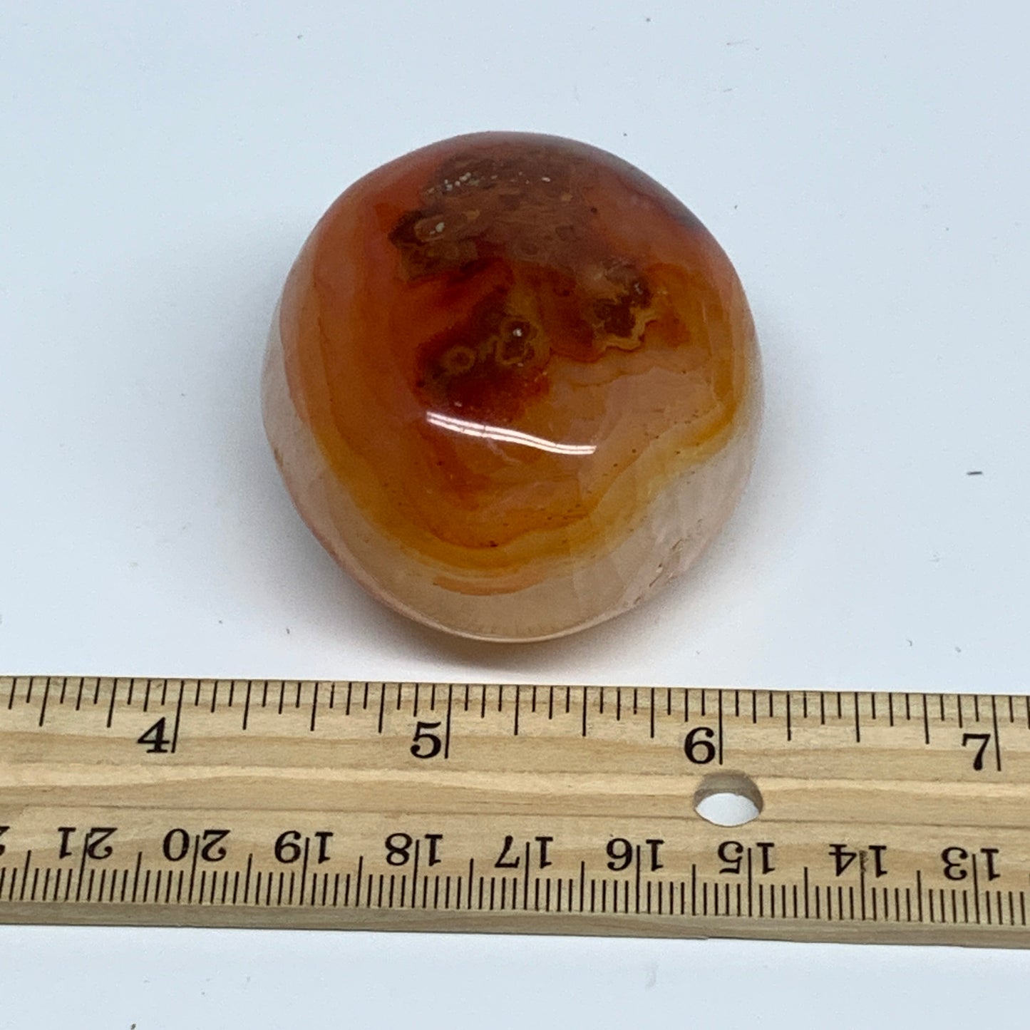 131.9g,2.2"x1.9"x1.3", Red Carnelian Palm-Stone Gem Crystal Polished, B28587
