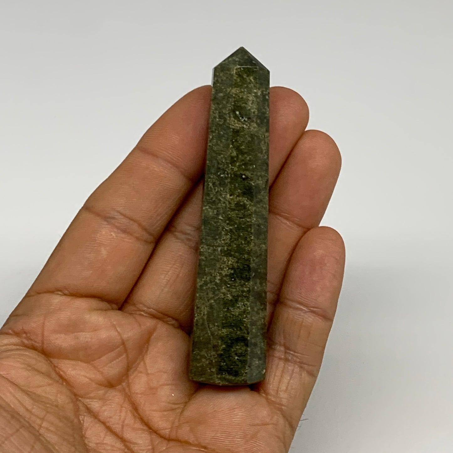 49.9g, 3.1"x0.7",  Natural Vasonite Tower Point Crystal from India, B29326
