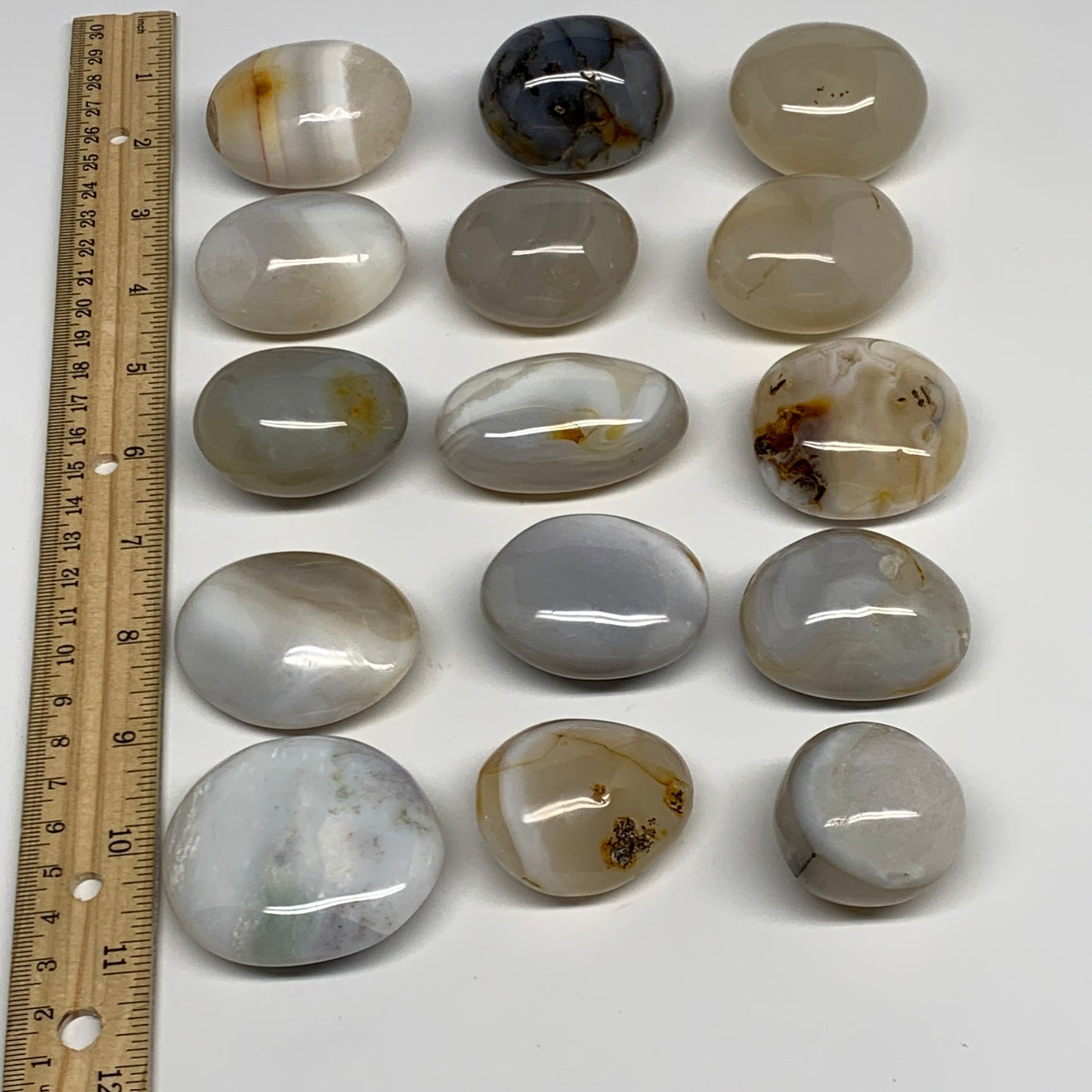 2.2 lbs, 15 pcs, 1.4"-2.2", Natural Orca Agate Palm-Stone Polished, B27832