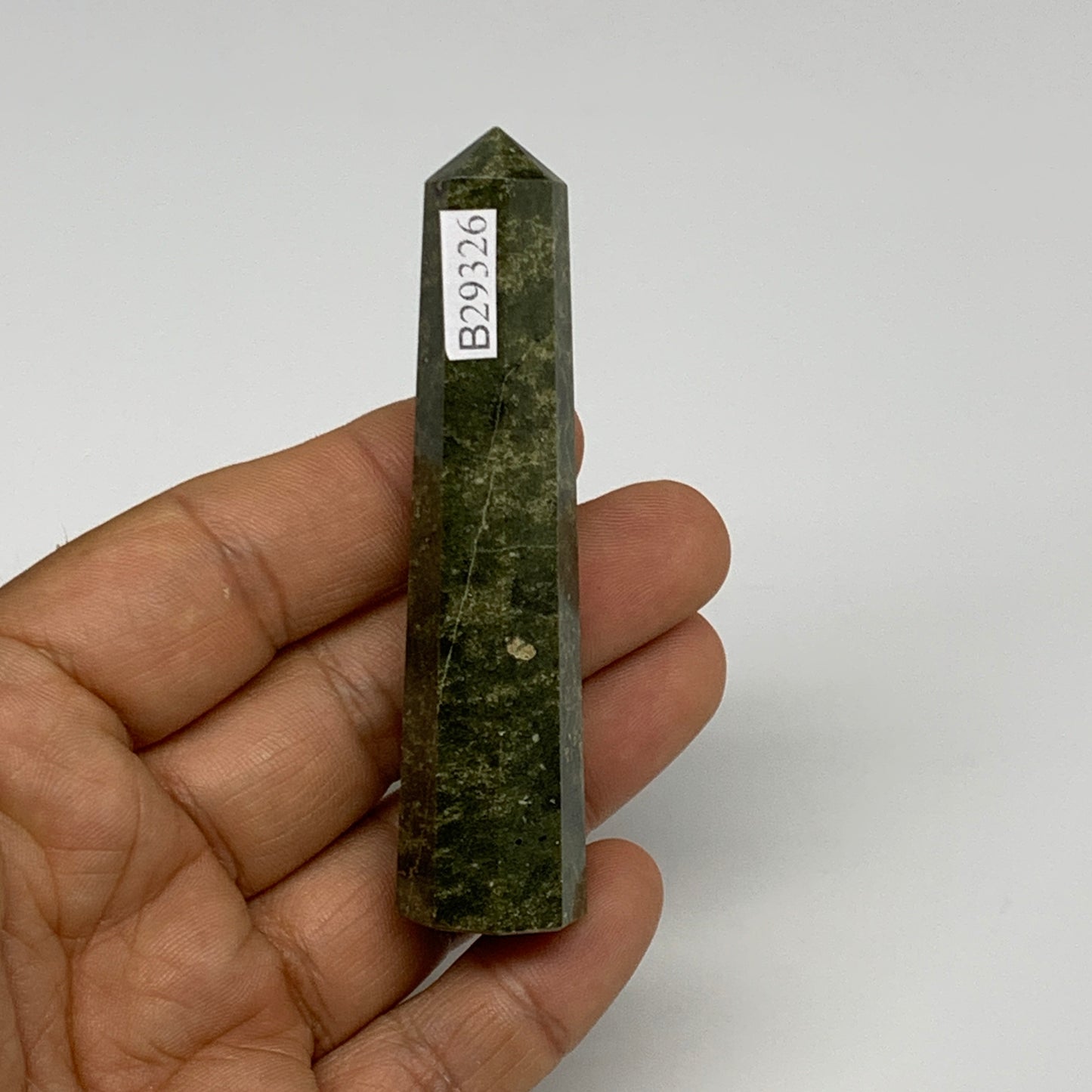 49.9g, 3.1"x0.7",  Natural Vasonite Tower Point Crystal from India, B29326