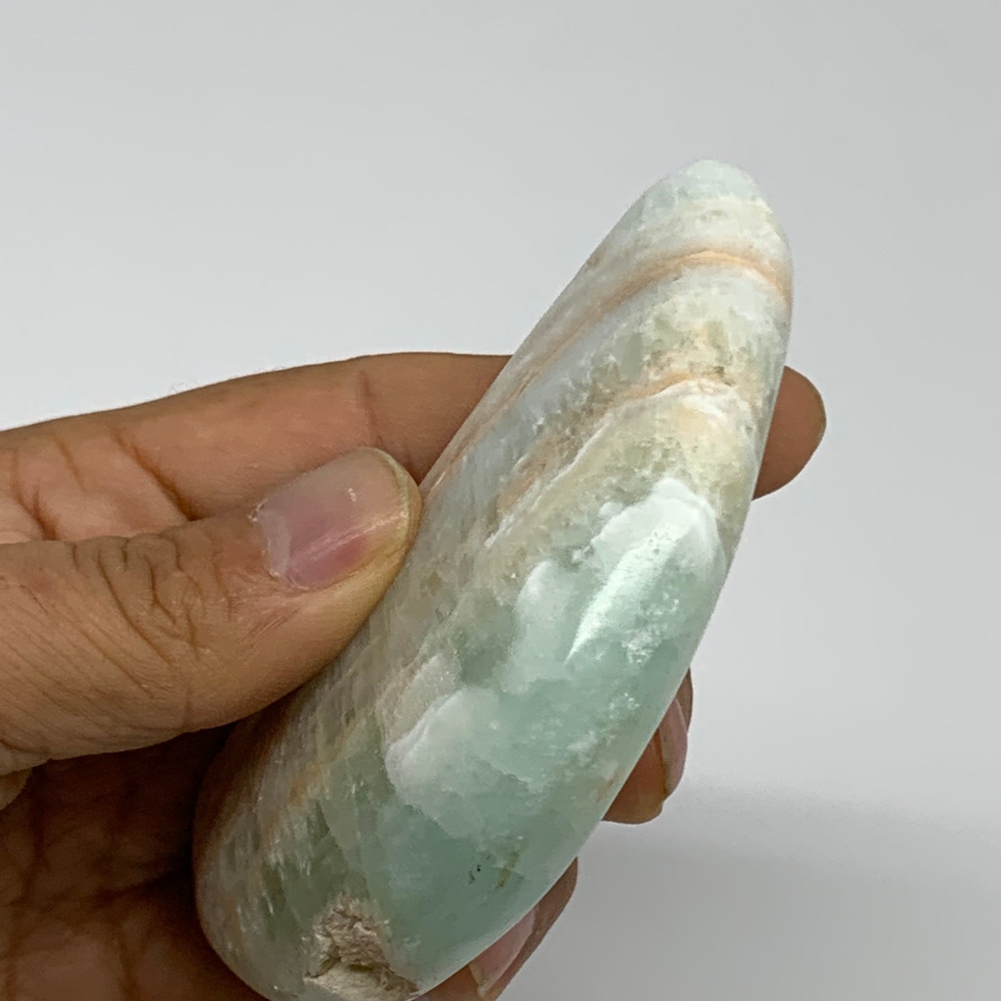 178.3g, 3.8"x1.8"x1", Caribbean Calcite Moon Crescent Gemstone, B33623