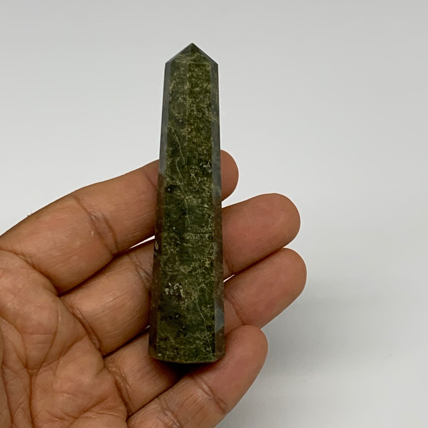 49.9g, 3.1"x0.7",  Natural Vasonite Tower Point Crystal from India, B29326