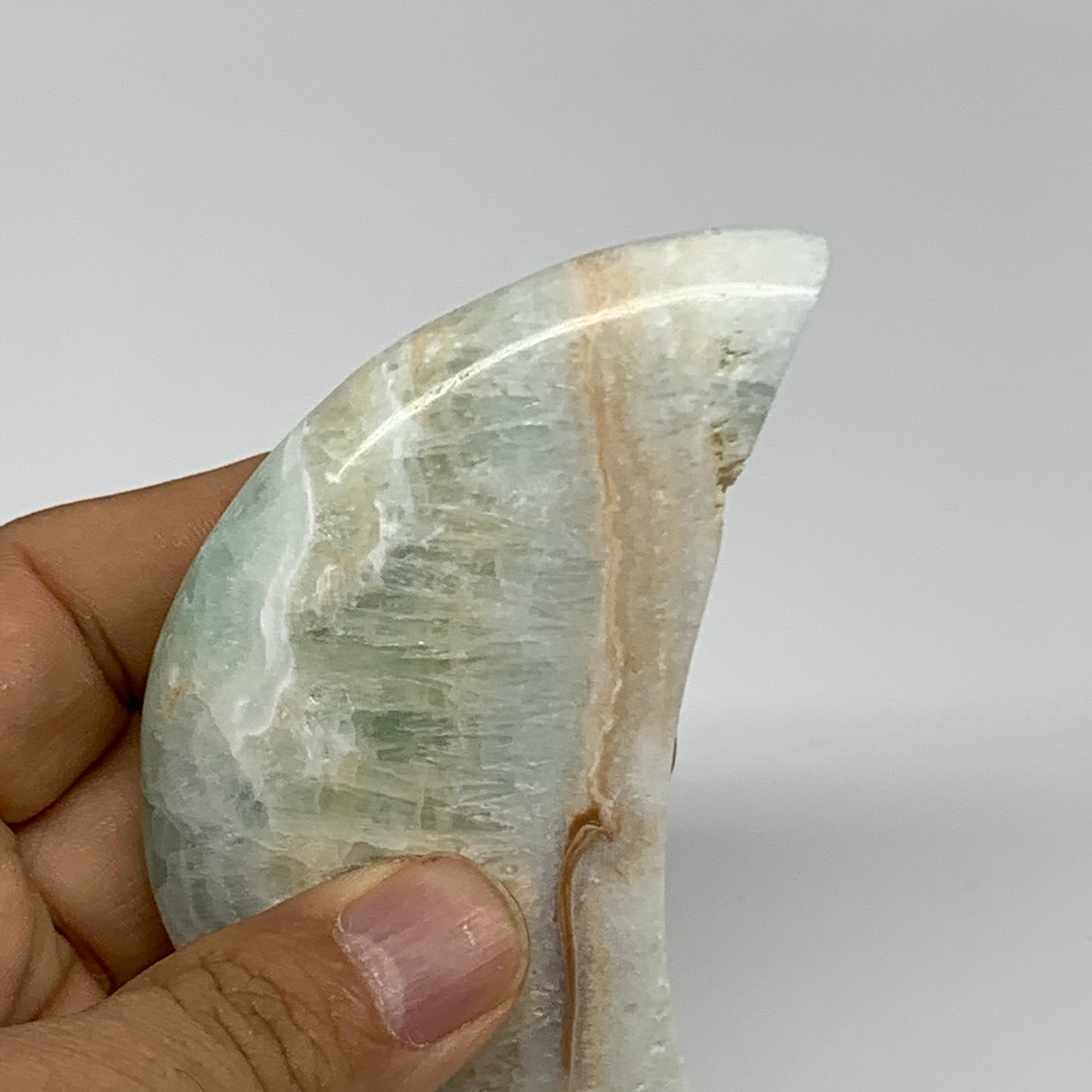 178.3g, 3.8"x1.8"x1", Caribbean Calcite Moon Crescent Gemstone, B33623