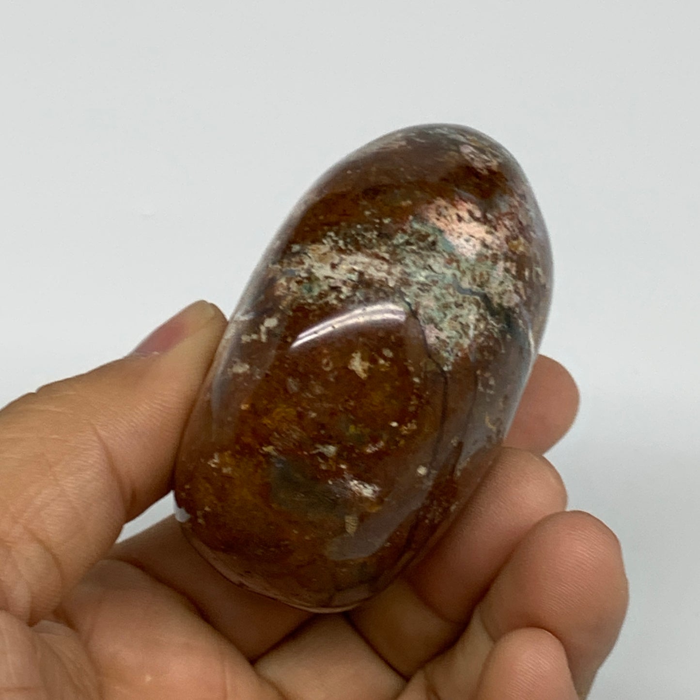177.6g, 2.4"x2.2"x1.4" Natural Ocean Jasper Palm-Stone Orbicular Jasper, B30782
