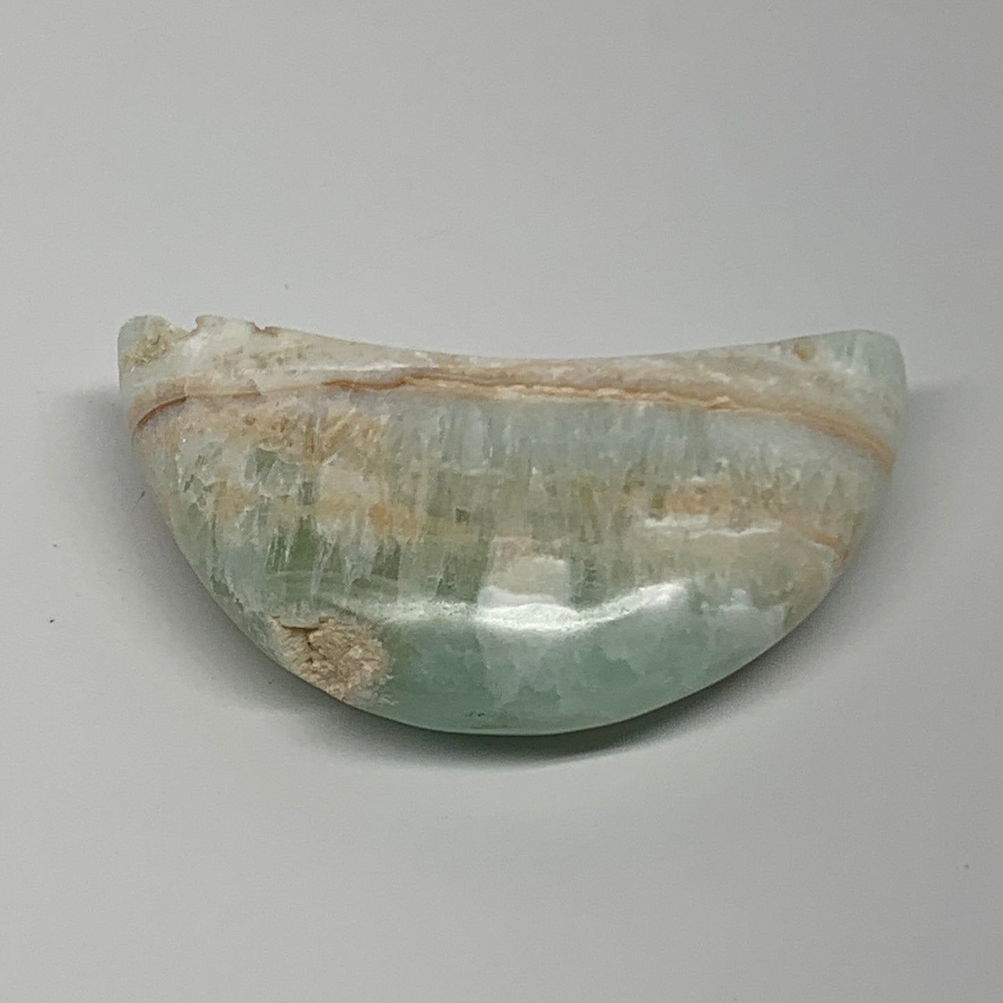 178.3g, 3.8"x1.8"x1", Caribbean Calcite Moon Crescent Gemstone, B33623