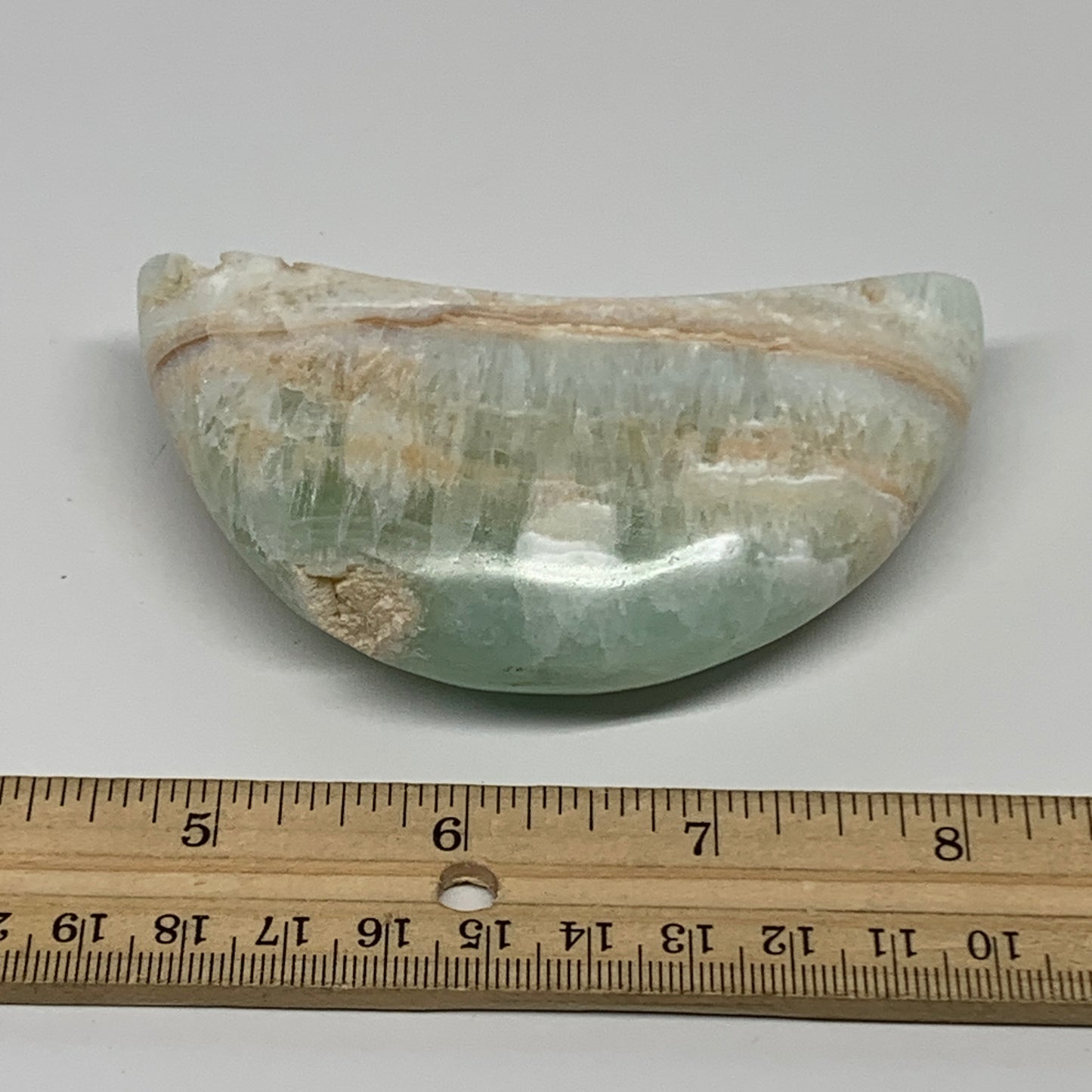 178.3g, 3.8"x1.8"x1", Caribbean Calcite Moon Crescent Gemstone, B33623