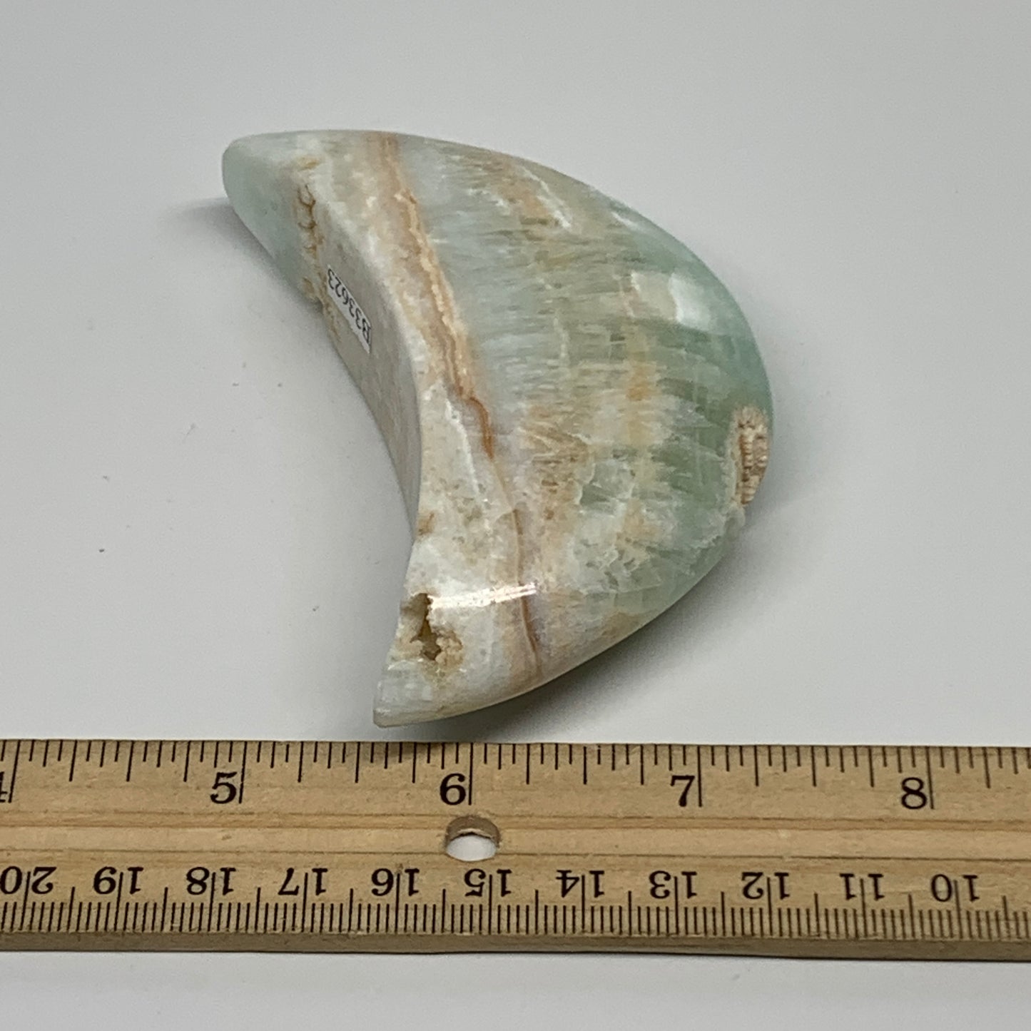 178.3g, 3.8"x1.8"x1", Caribbean Calcite Moon Crescent Gemstone, B33623