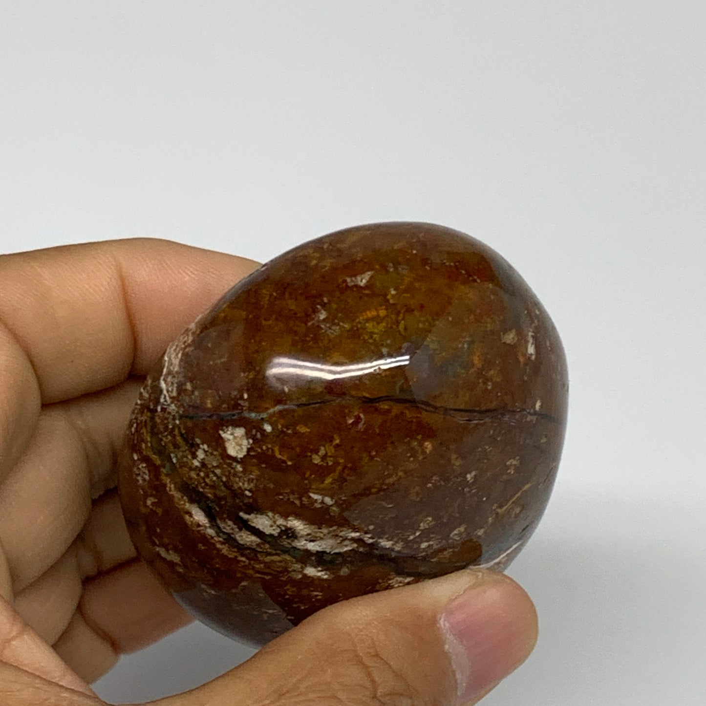 177.6g, 2.4"x2.2"x1.4" Natural Ocean Jasper Palm-Stone Orbicular Jasper, B30782