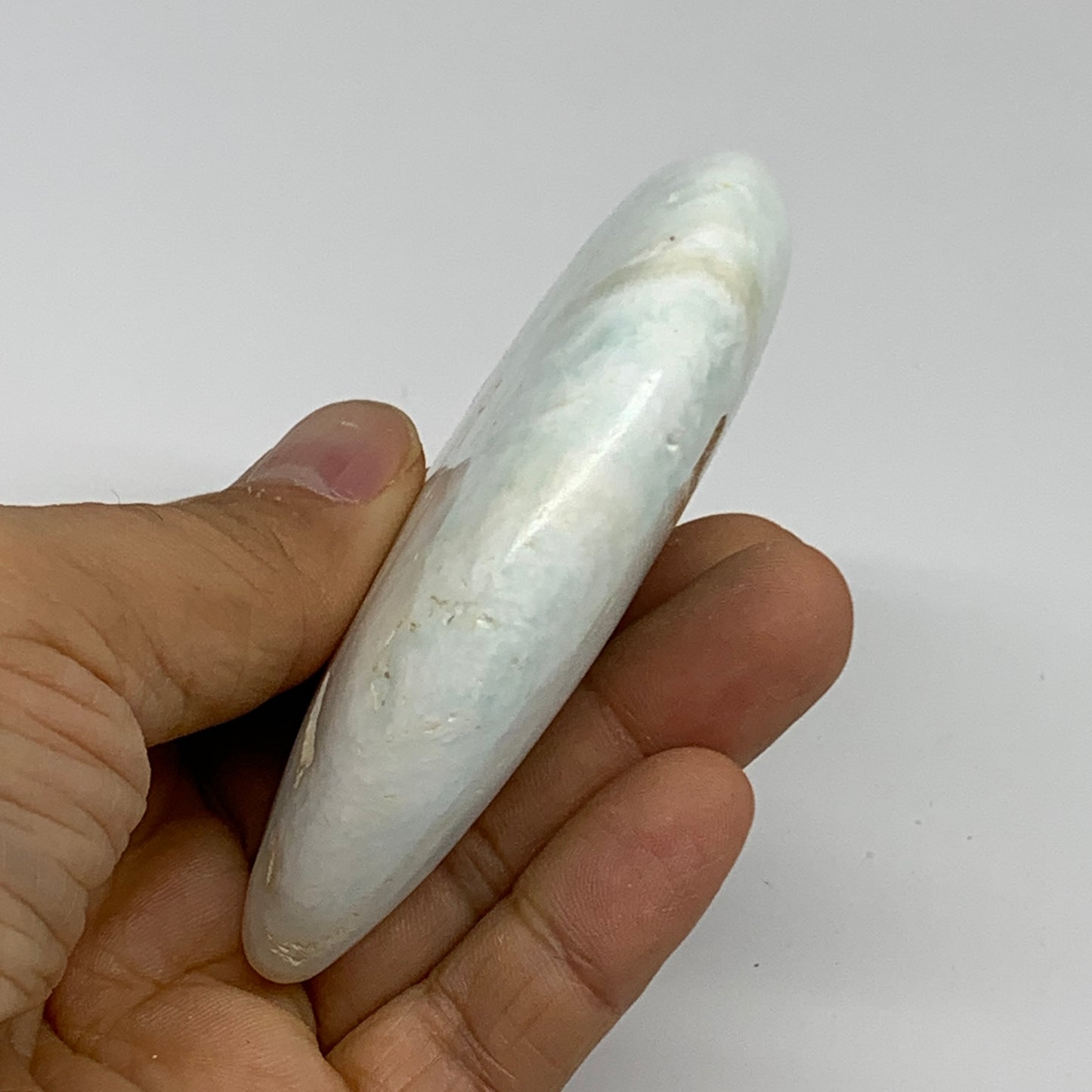144.3g, 3.5"x1.9"x0.8", Caribbean Calcite Moon Crescent Gemstone, B33624