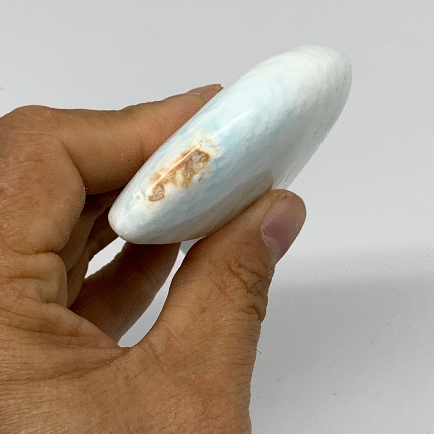 144.3g, 3.5"x1.9"x0.8", Caribbean Calcite Moon Crescent Gemstone, B33624