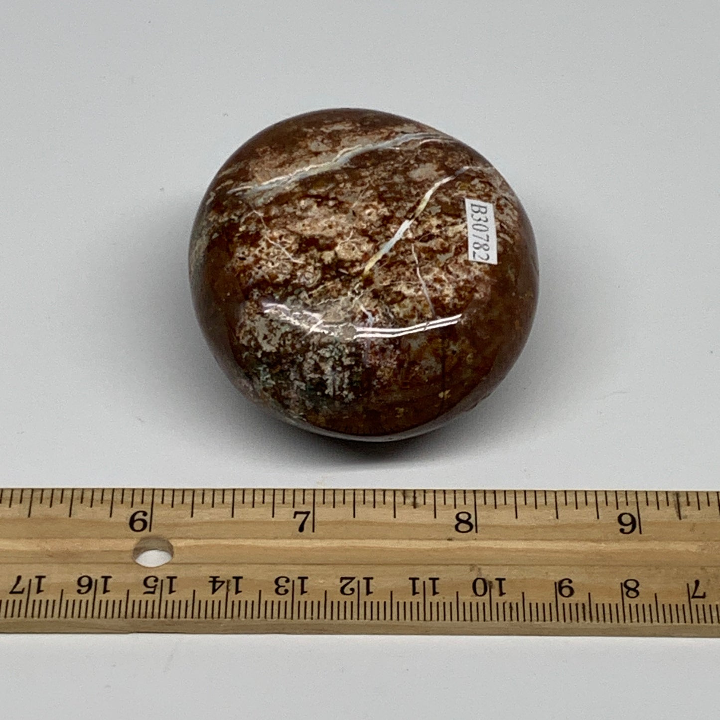 177.6g, 2.4"x2.2"x1.4" Natural Ocean Jasper Palm-Stone Orbicular Jasper, B30782