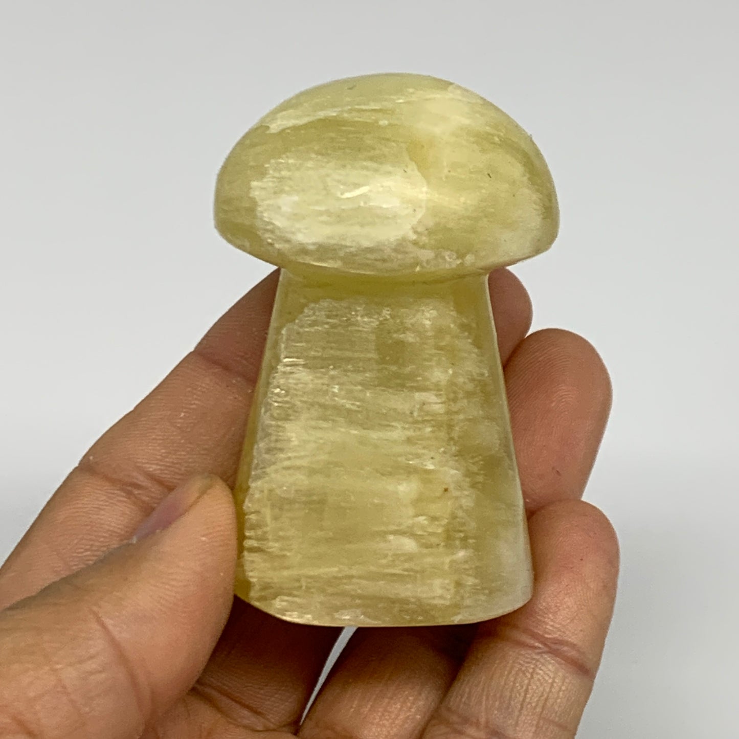 123.1g, 2.3"x1.4" Natural Lemon Calcite Mushroom Gemstone @Pakistan, B31640