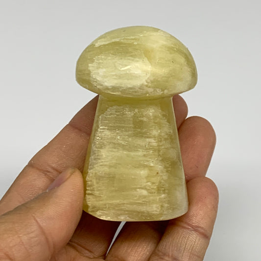123.1g, 2.3"x1.4" Natural Lemon Calcite Mushroom Gemstone @Pakistan, B31640