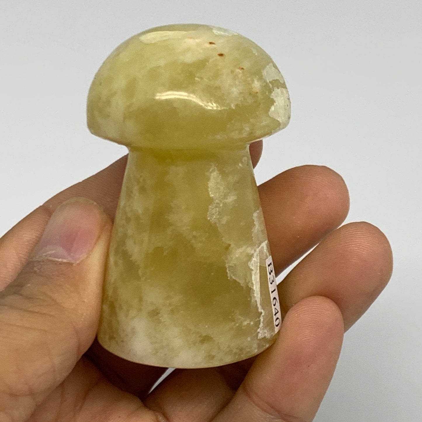 123.1g, 2.3"x1.4" Natural Lemon Calcite Mushroom Gemstone @Pakistan, B31640