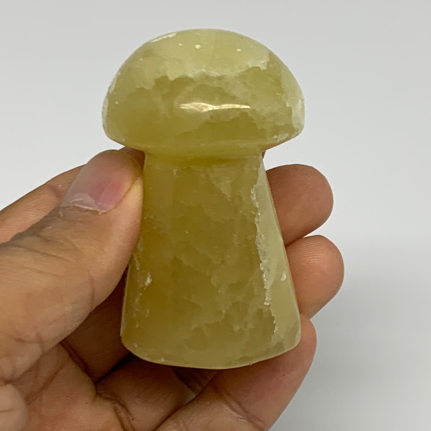 123.1g, 2.3"x1.4" Natural Lemon Calcite Mushroom Gemstone @Pakistan, B31640