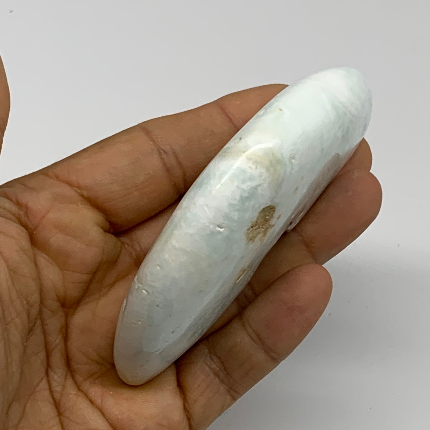 144.3g, 3.5"x1.9"x0.8", Caribbean Calcite Moon Crescent Gemstone, B33624