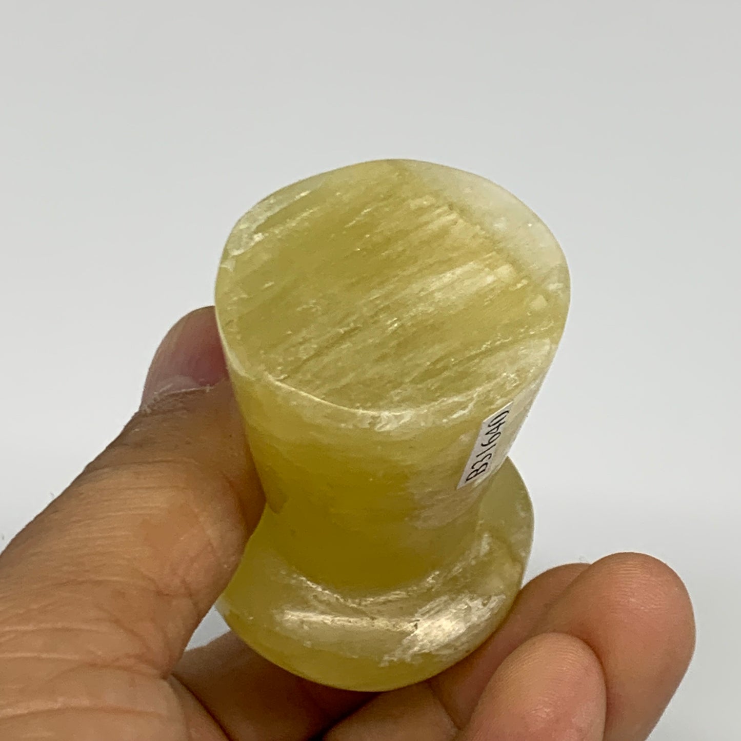 123.1g, 2.3"x1.4" Natural Lemon Calcite Mushroom Gemstone @Pakistan, B31640