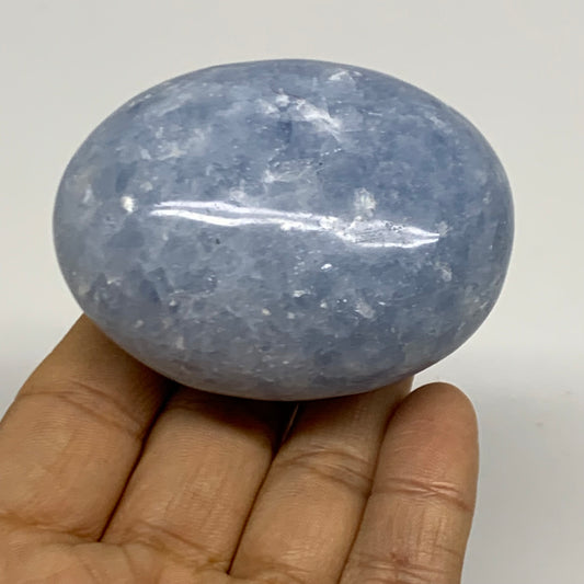 175.7g, 2.6"x2"x1.4" Blue Calcite Palm-Stone Polished Tumbled, B38115