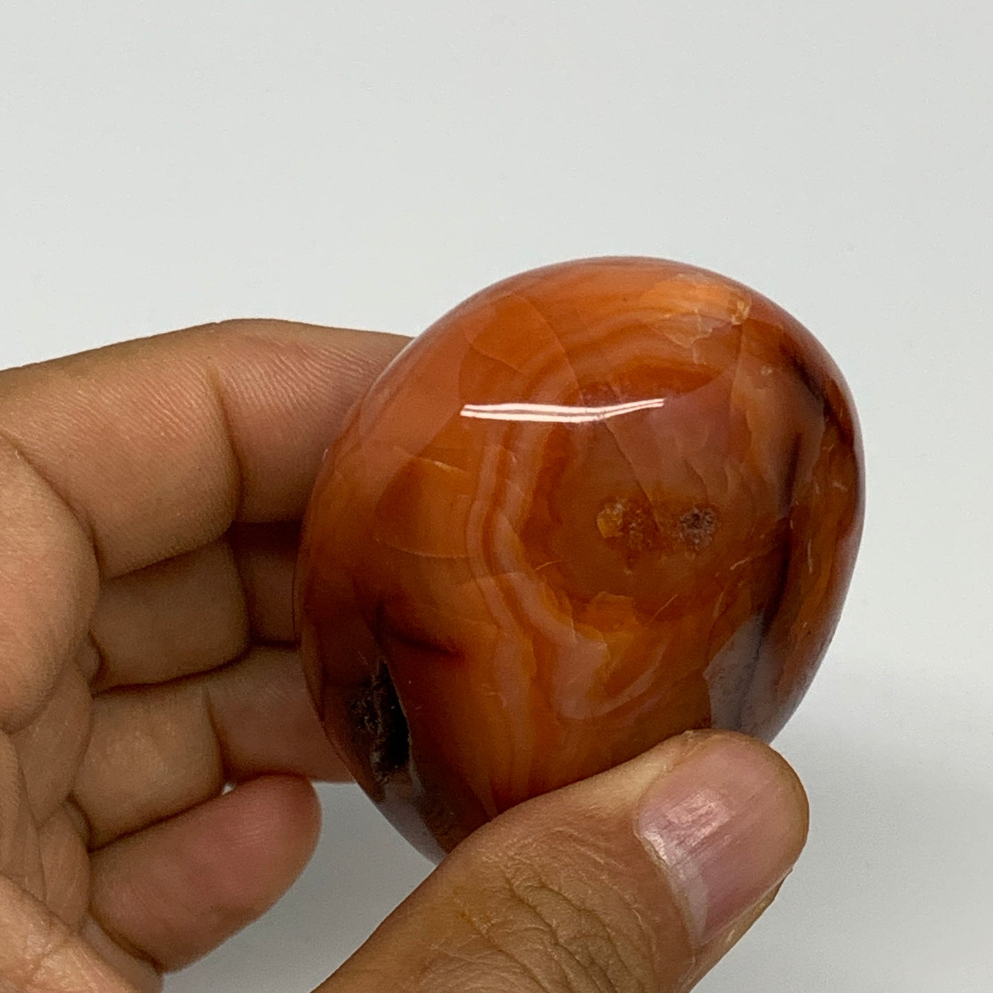 131.8g,2.4"x1.8"x1.3", Red Carnelian Palm-Stone Gem Crystal Polished, B28589
