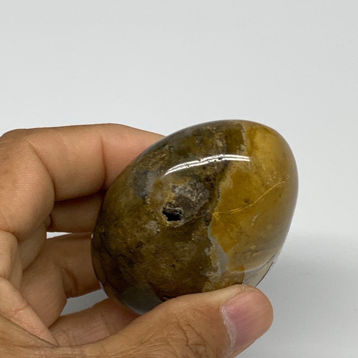 144g, 2.6"x2"x1.3" Natural Ocean Jasper Palm-Stone Orbicular Jasper, B30781