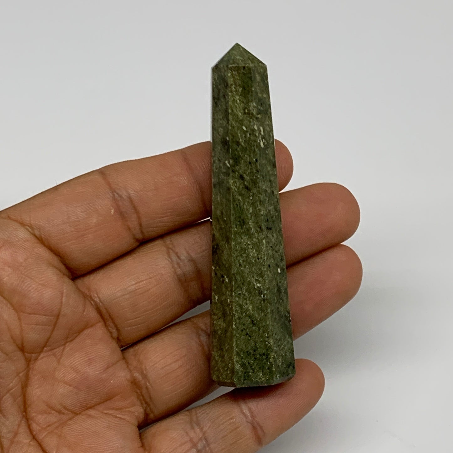 46.1g, 3"x0.7",  Natural Vasonite Tower Point Crystal from India, B29328