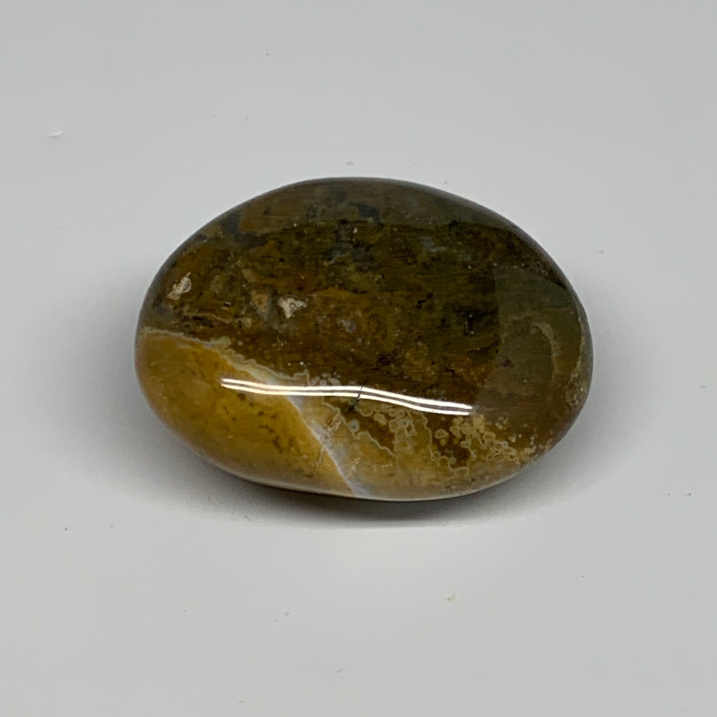 144g, 2.6"x2"x1.3" Natural Ocean Jasper Palm-Stone Orbicular Jasper, B30781