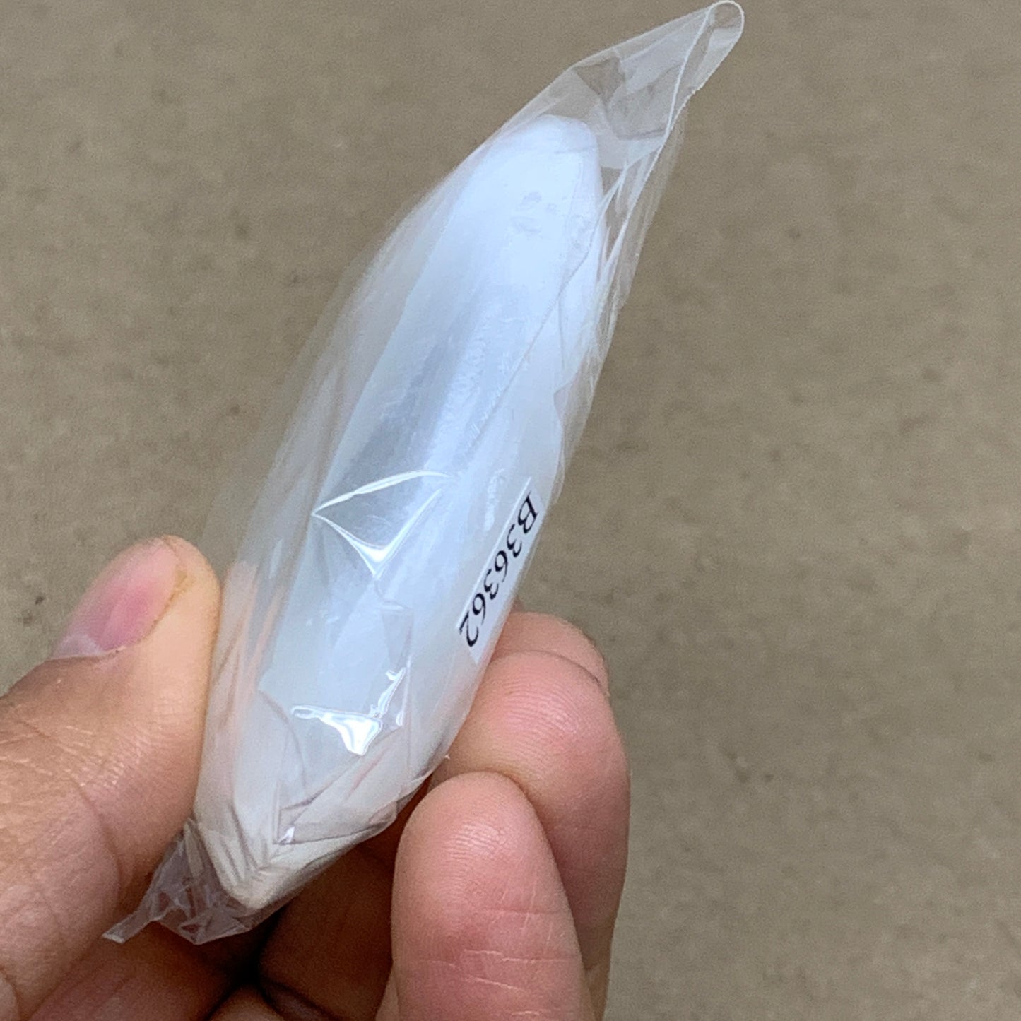 83g, 2.8"x1.9"x0.8", White Selenite Palmstone Crystal Pillow Reiki, B36362