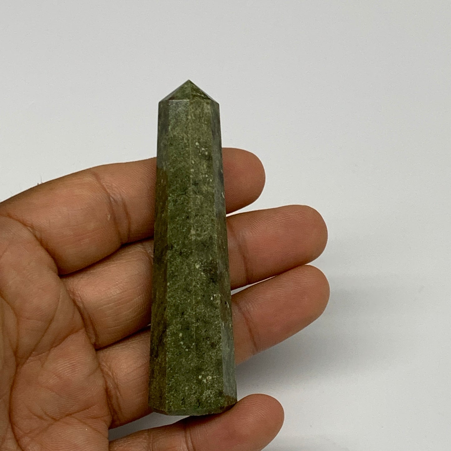 46.1g, 3"x0.7",  Natural Vasonite Tower Point Crystal from India, B29328