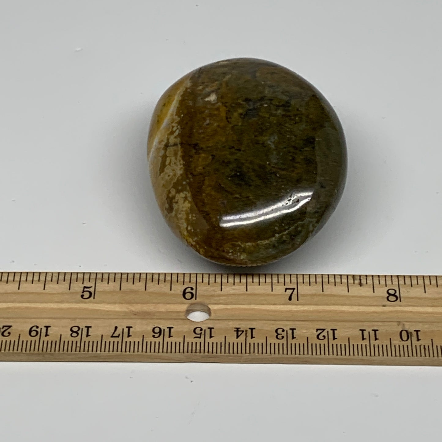 144g, 2.6"x2"x1.3" Natural Ocean Jasper Palm-Stone Orbicular Jasper, B30781