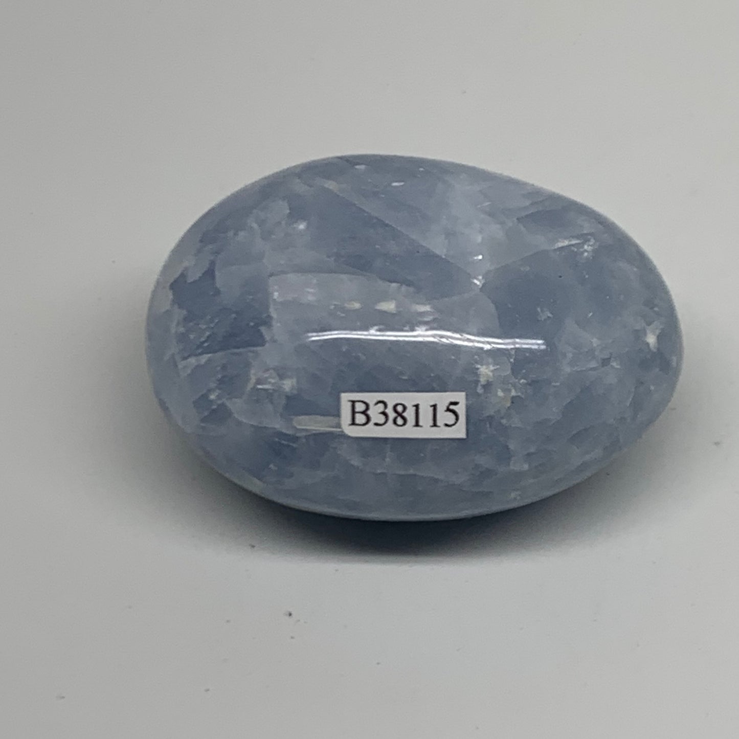 175.7g, 2.6"x2"x1.4" Blue Calcite Palm-Stone Polished Tumbled, B38115