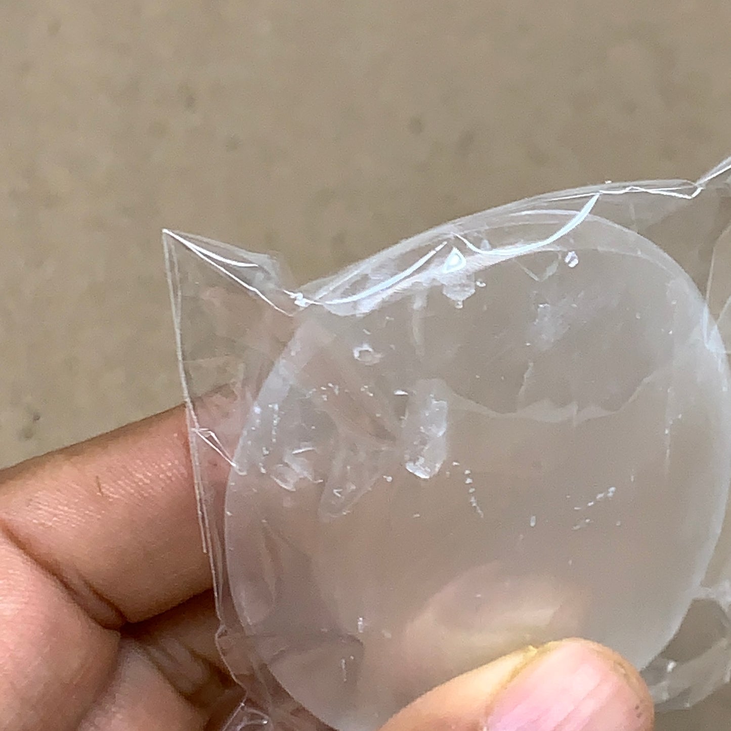 83g, 2.8"x1.9"x0.8", White Selenite Palmstone Crystal Pillow Reiki, B36362