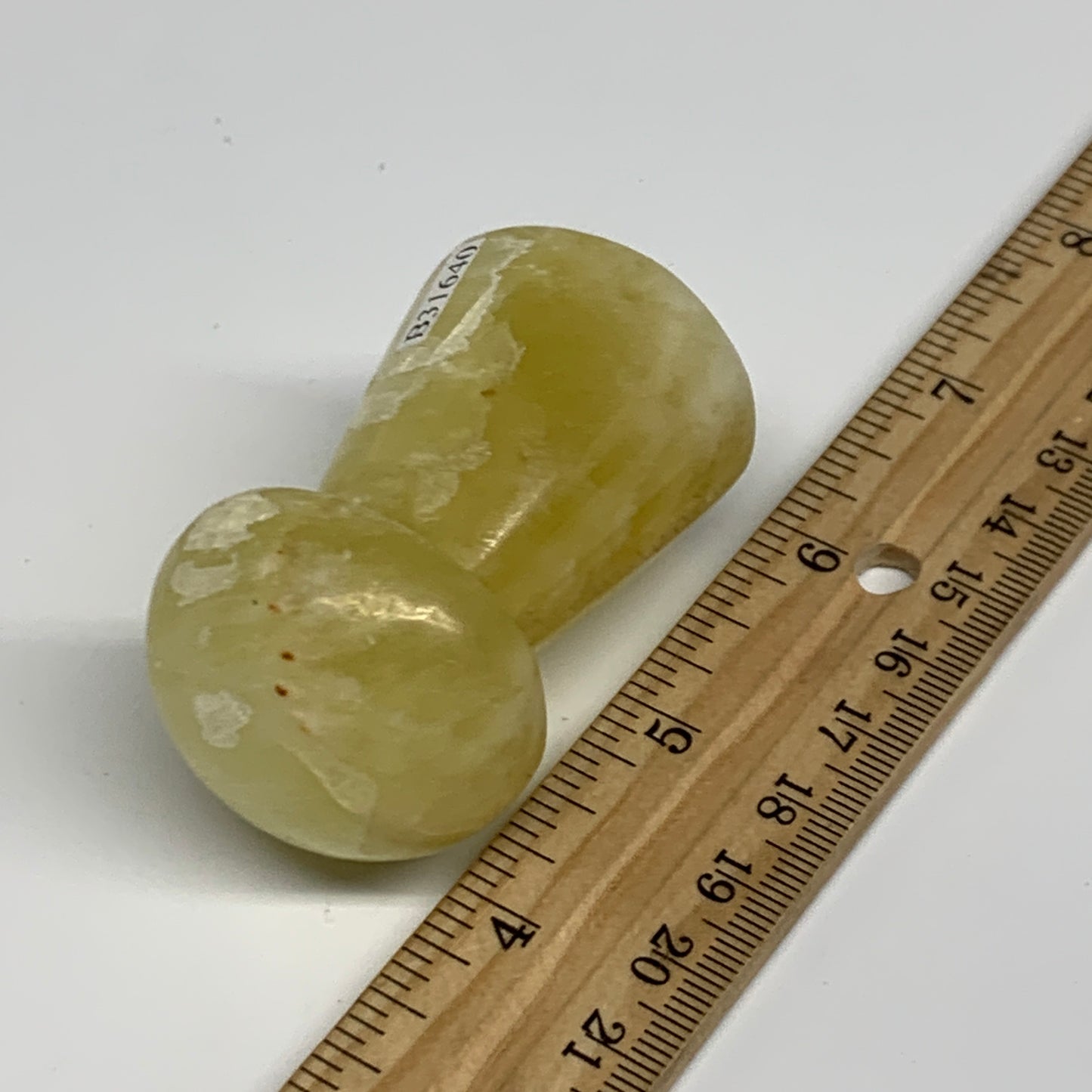 123.1g, 2.3"x1.4" Natural Lemon Calcite Mushroom Gemstone @Pakistan, B31640